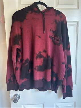 ALF Tie-Dye Maroon red & Black Hoodie Sweatshirt unisex large